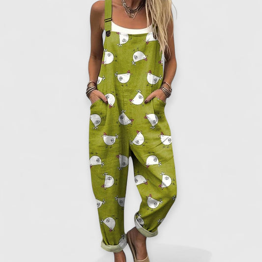 Althea - Damen Vintage Weitbeiniger Jumpsuit
