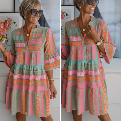 Stacey – Besticktes Boho-Sommerkleid in Mini-Länge
